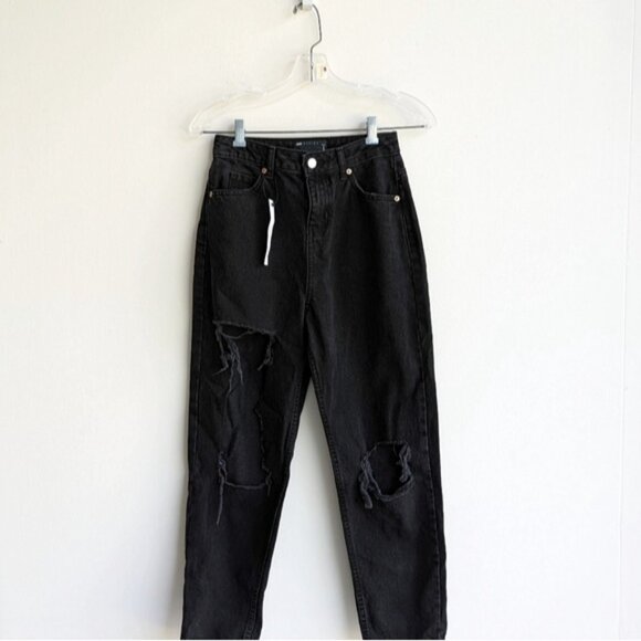 ASOS extreme distressed black high rise mom jeans - Picture 2 of 8